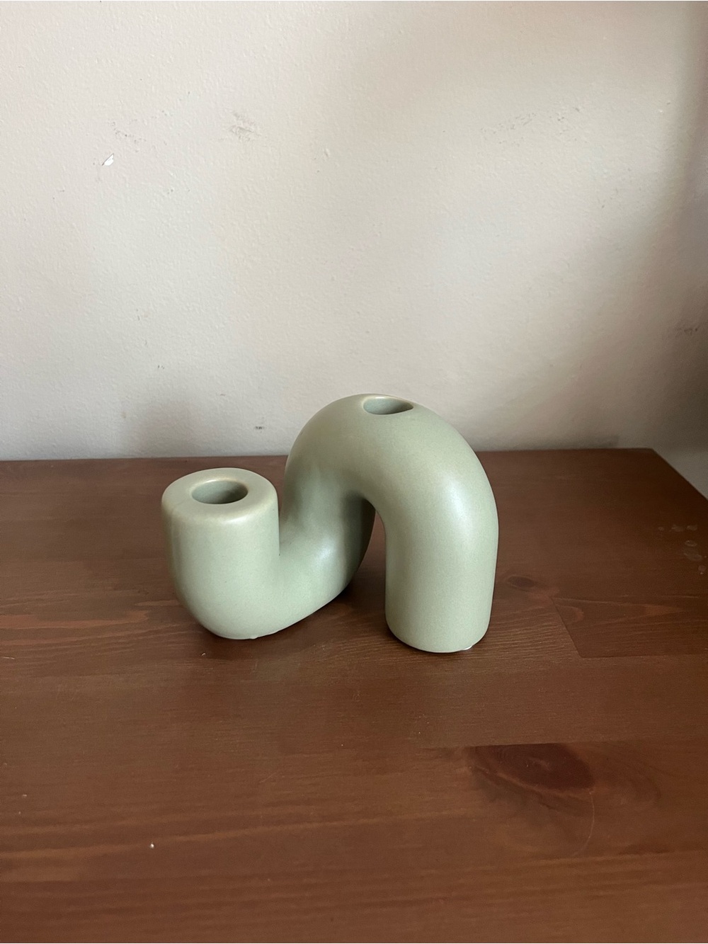 Modern Curved Double Candle Holder in Sage Green
